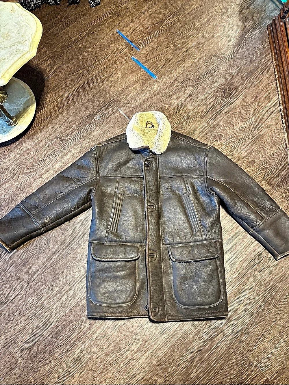 Via Firenze Men's Brown Leather Shearling Jacket